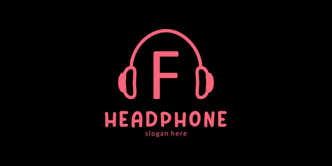 Headphone Logo Design with Letter F