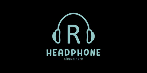 Headphone Logo Design with Letter R