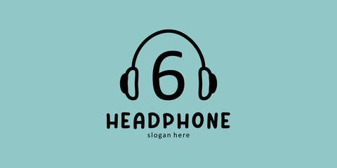 Obraz premium Headphone Logo Design with Letter 6