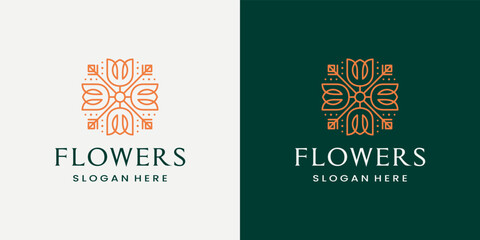 Flowers minimalist elegant monoline logo design