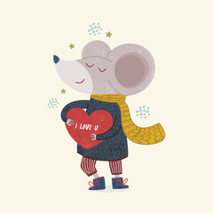 Vector illustration of a cute mouse. illustration for children's book.