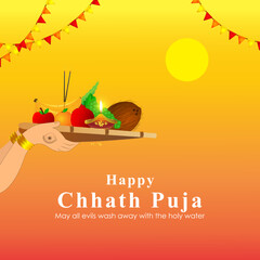 Fototapeta premium Vector illustration for Chhath Puja greeting