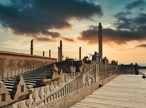  The stairs at the Apadana Palace in Ancient Persepolis. Iran