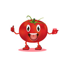 illustration of tomato fruit with adorable expression characters 