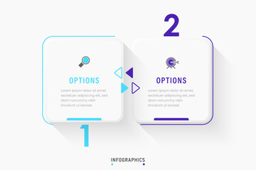 Obraz premium Vector Infographic label design template with icons and 2 options or steps. Can be used for process diagram, presentations, workflow layout, banner, flow chart, info graph.