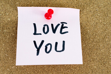 Love you Message on cork board