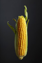 Corn on cobs on a dark background.