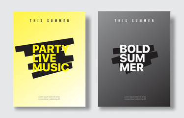 bold live music minimalism poster design vector with yellow and scribble modern abstract shapes