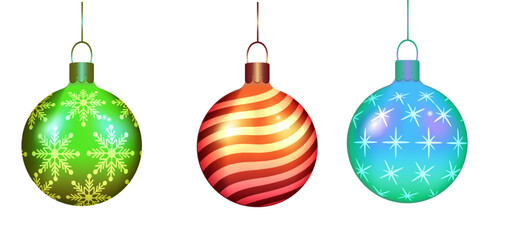 traditional glossy patterned christmas balls