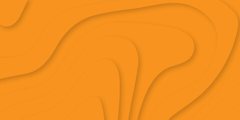 Orange papercut background. Abstract realistic paper cut decoration textured with wavy layers. Geometric cut paper orange luxury background with gold elements, topography map concept.