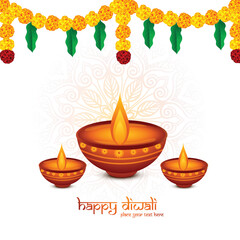Indian religious festival diwali background with lamps