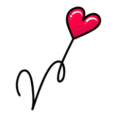 Hand drawn shape heart with cute sketch line. Love doodle for wedding, mother, woman or valentines day. Vector illustration isolated. Tangled heart hand drawn with thin line, divider shape