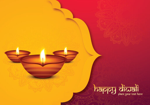Happy diwali decorative oil lamp festival celebration card background