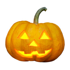 Glowing Halloween Pumpkin isolated on transparent background