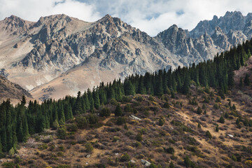 Landscape above Ala Archa Pass, Kyrgyzstan.