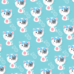 Seamless pattern with cute cat animals. Perfect for kids clothes design