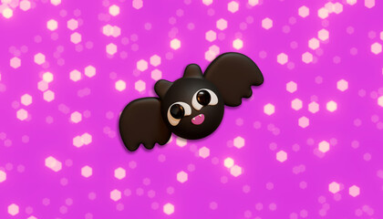 Naklejka premium Halloween banner whit bat. 3D Illustration. pink background.