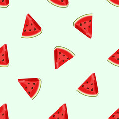 Seamless pattern with watermelon slices. Cartoon design.
