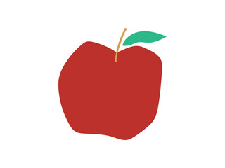 Flat apple hand drawn vector illustration. Ripe fruit, juicy organic food abstract drawing isolated on pastel beige background. Trendy home decor. Modern color print	