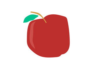 Flat apple hand drawn vector illustration. Ripe fruit, juicy organic food abstract drawing isolated on pastel beige background. Trendy home decor. Modern color print	