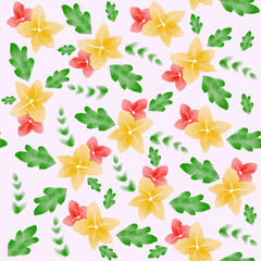 Watercolor abstract floral seamless pattern. 