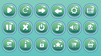 Set of round buttons between different shape start games. 2 assets for GUI 