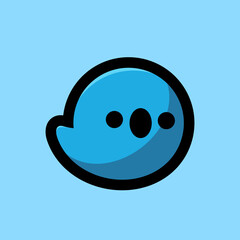 Ghost chat cartoon logo, simple flat design style