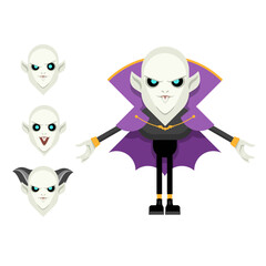 Obraz na płótnie Canvas Halloween Vampire Boy vector illustration with alternate heads