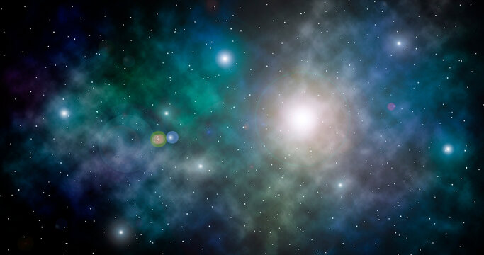 Science background with colorful galaxy in deep space © Александр Ковалёв