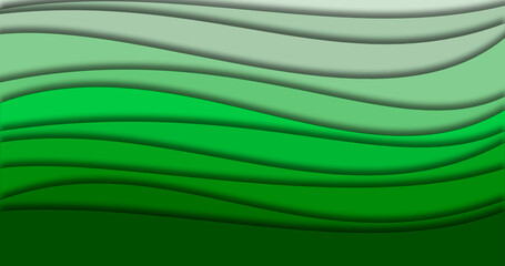 Beautiful abstract green waves with shadow for art banner concept