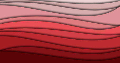Abstract red waves with shadow for art banner concept
