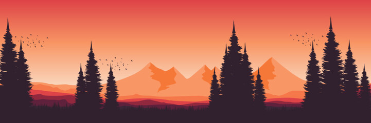 mountain landscape flat design vector good for wallpaper, background, backdrop, banner, web, and design template