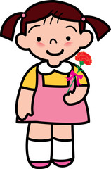 カーネーションを持つ女の子

