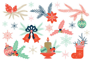 Set of illustrations for Christmas decor