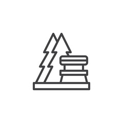 Trees and bench line icon