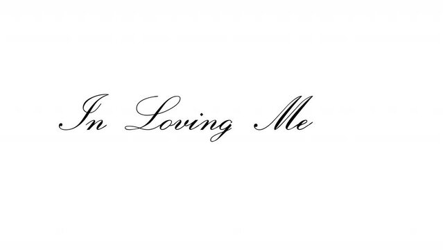 A simple, elegant white card with a black text in a calligraphy font: in loving memory. Sober affectionate message, appearing as an animation.
