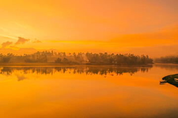 Exotic Lake Behind the Mountain