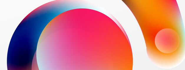 Fluid abstract background. Liquid color gradients composition. Round shapes and circle flowing design for wallpaper, banner, background or landing