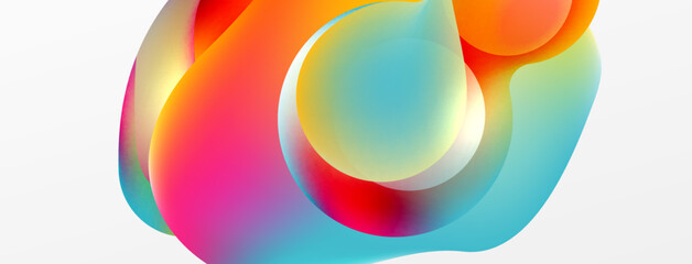 Fluid abstract background. Liquid color gradients composition. Round shapes and circle flowing design for wallpaper, banner, background or landing