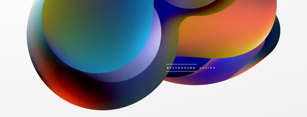 Fluid abstract background, round shapes and circle flowing design for wallpaper, banner, background or landing