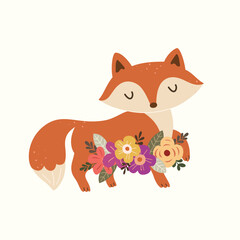 Obraz premium Cute fox illustration, Baby nursery print
