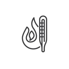 High temperature thermometer line icon