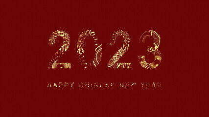 Chinese new year 2023 year of the rabbit. Chinese New Year background with golden fireworks on red background.