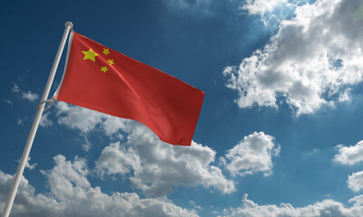 china chinese flag blue sky cloud background wallpaper copy space symbol business conflict...