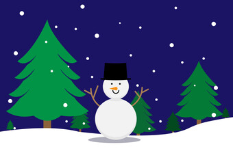 Illustrated Christmas greetings card with snowman stock illustration.