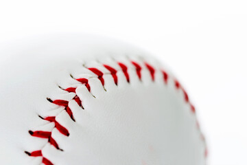 closeup of an baseball against white background