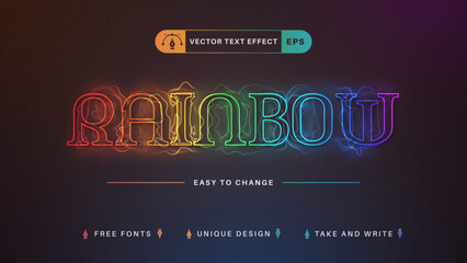 Rainbow Glow - Editable Text Effect, Font Style