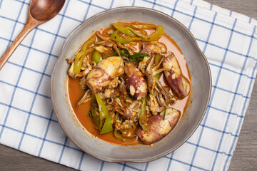 Stir fried squid curry paste.Thai food