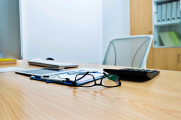 Modern workspace with computer and chair