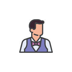 Waiter avatar filled outline icon